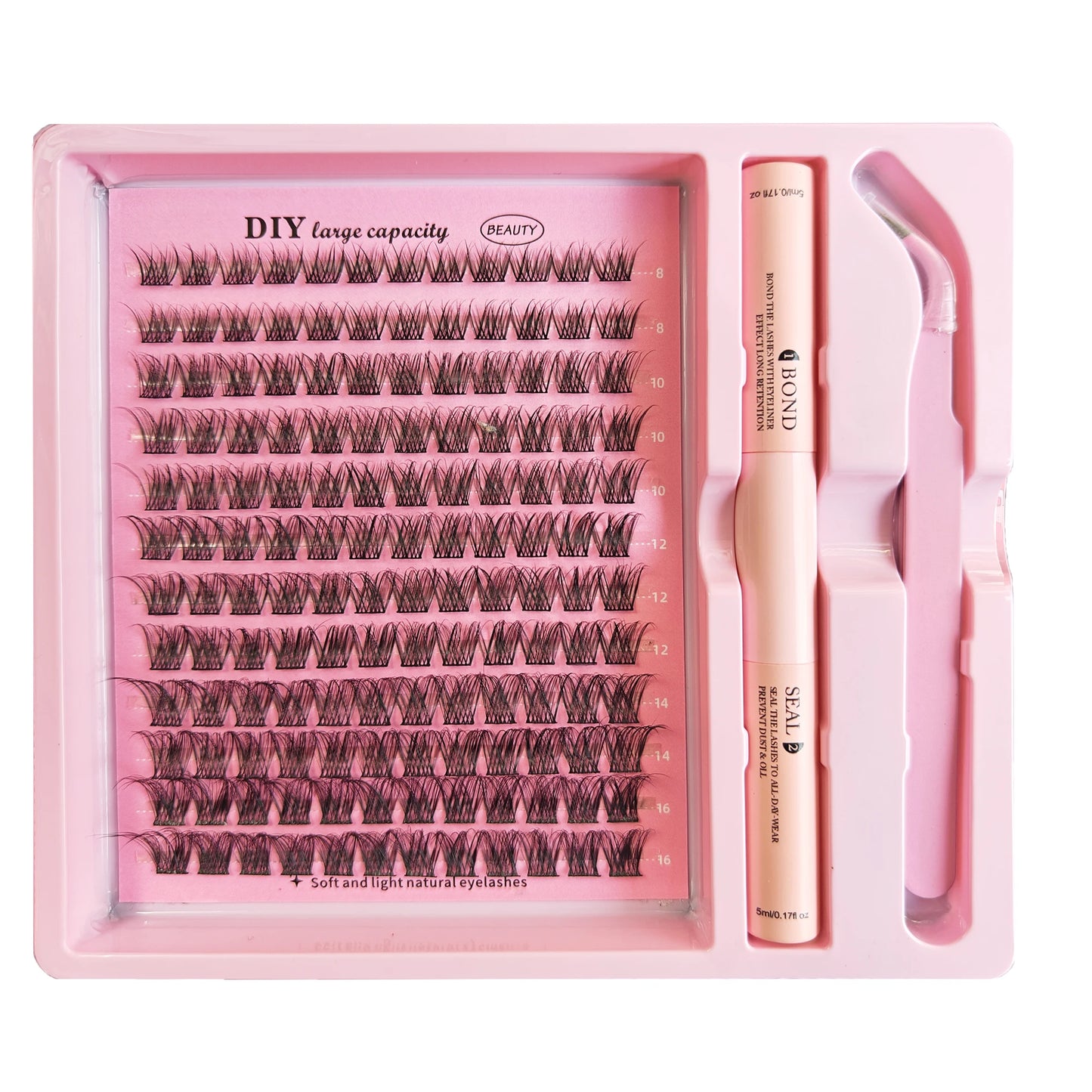 DIY Lashes Extension Kit Lash Bond and Seal Remover Eyelashes 200 PCS Clusters Makeup Tools for Gluing Lashes Gluing Glue
