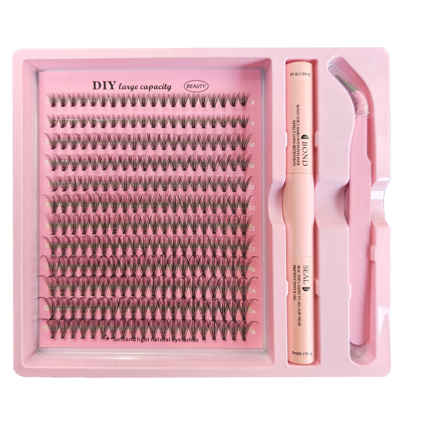 DIY Lashes Extension Kit Lash Bond and Seal Remover Eyelashes 200 PCS Clusters Makeup Tools for Gluing Lashes Gluing Glue