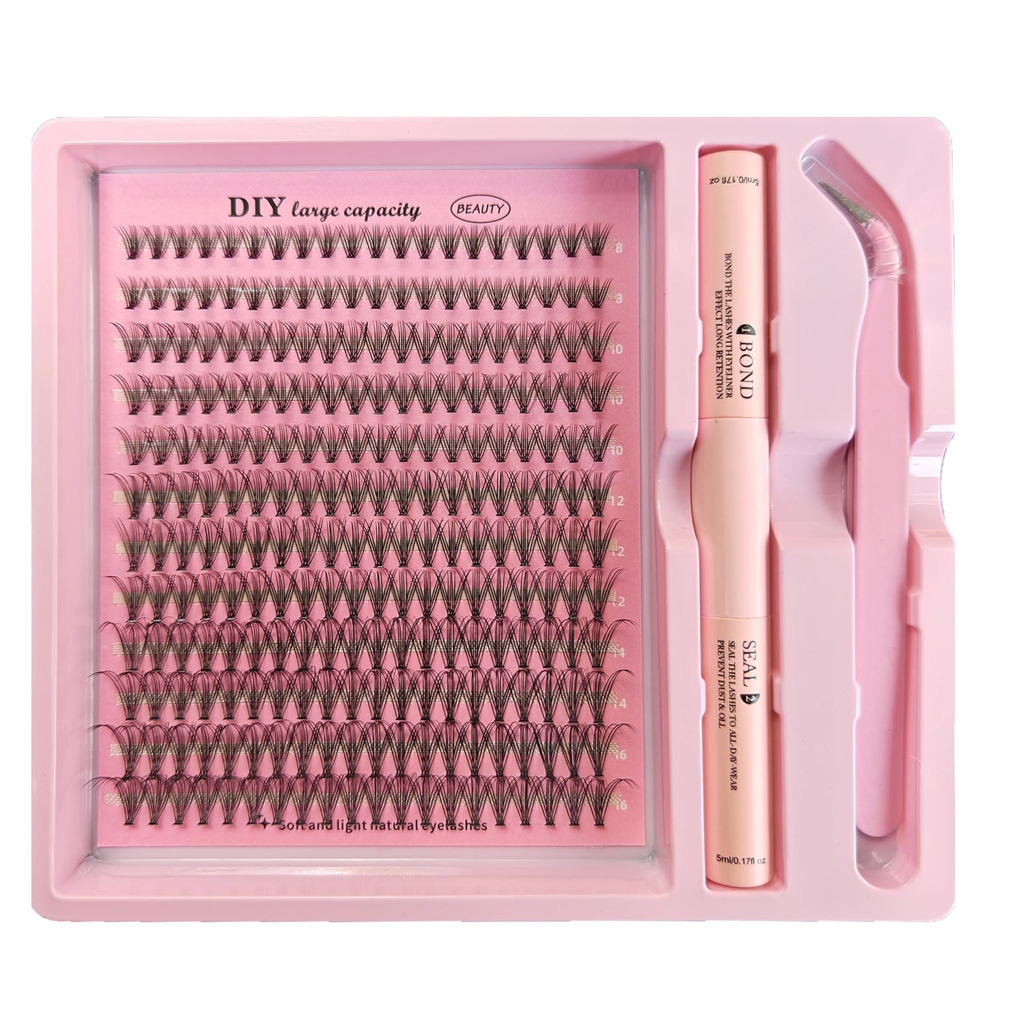 DIY Lashes Extension Kit Lash Bond and Seal Remover Eyelashes 200 PCS Clusters Makeup Tools for Gluing Lashes Gluing Glue