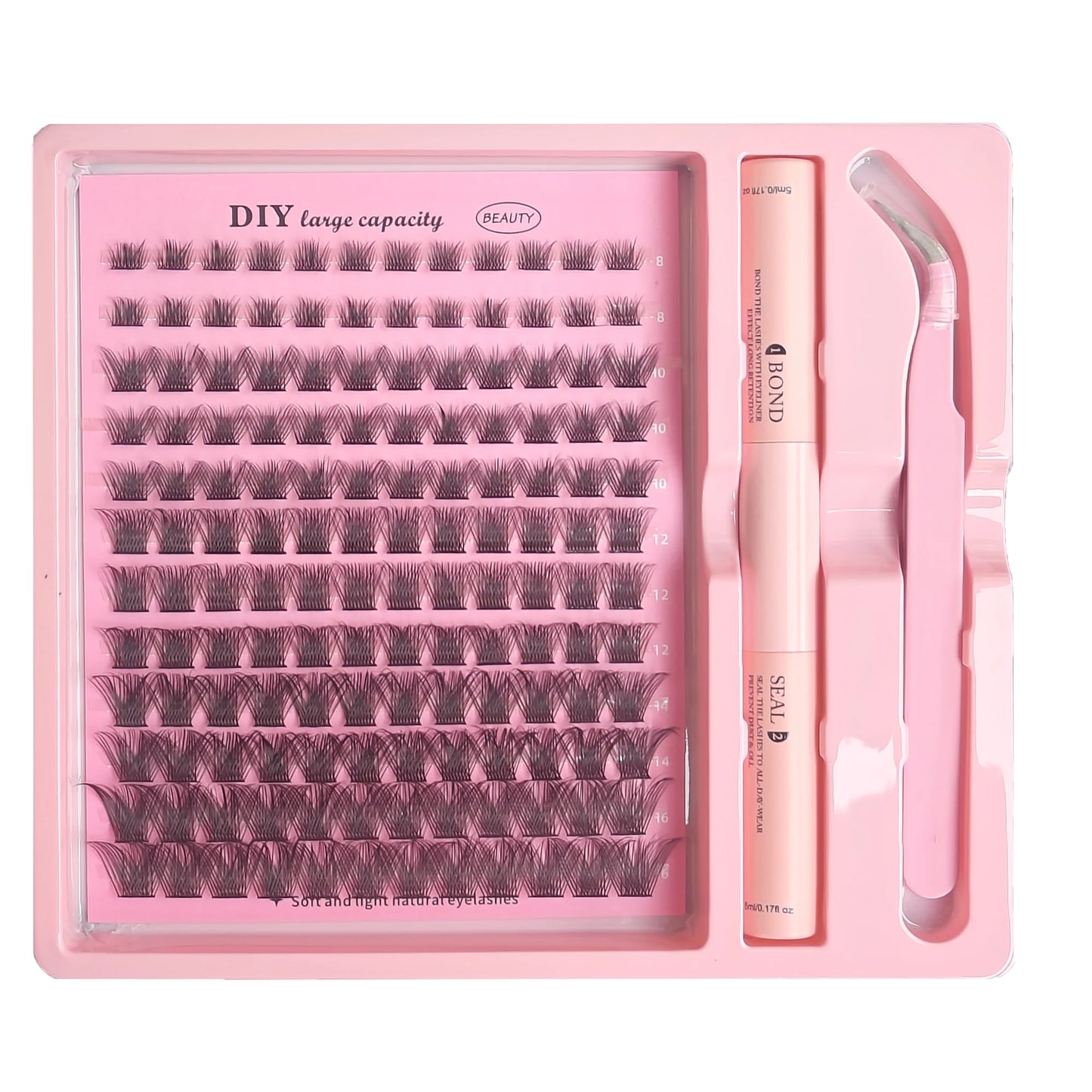 DIY Lashes Extension Kit Lash Bond and Seal Remover Eyelashes 200 PCS Clusters Makeup Tools for Gluing Lashes Gluing Glue