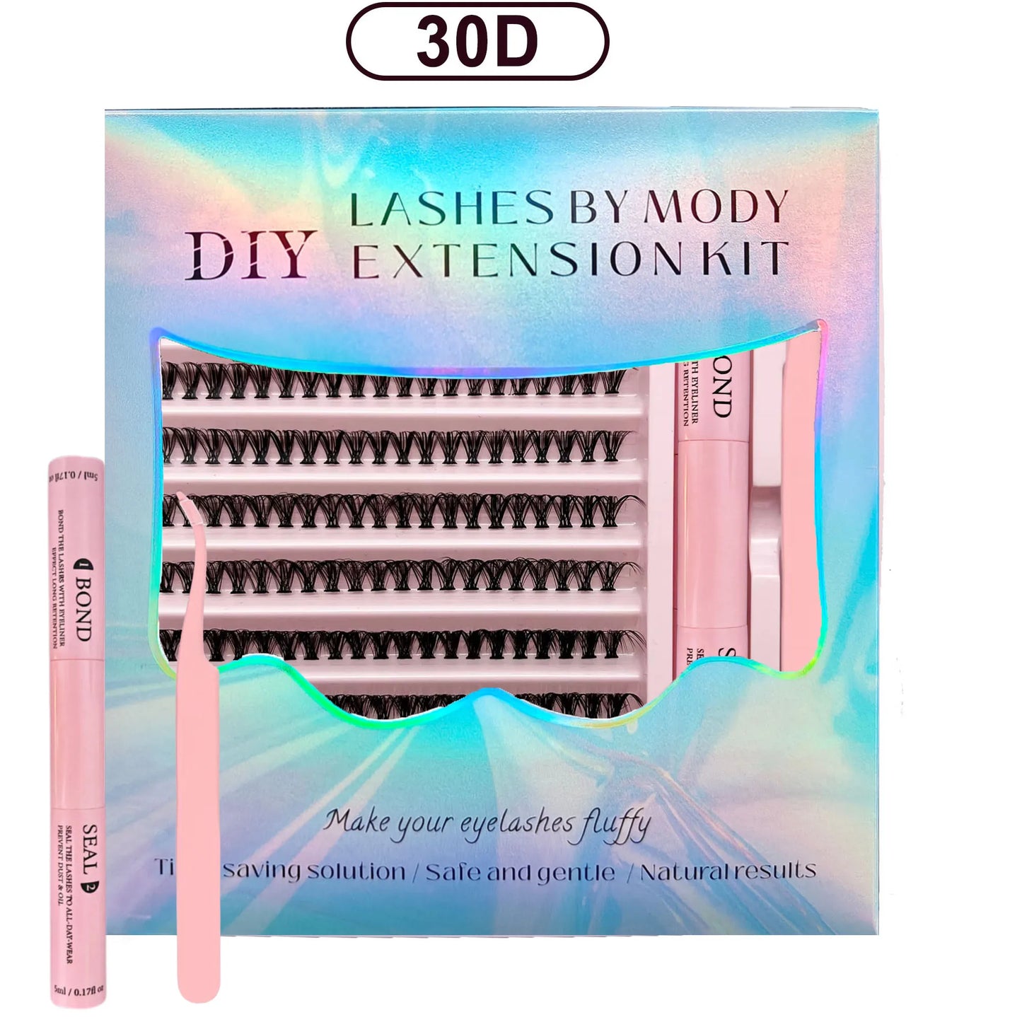 DIY Lashes Extension Kit Lash Bond and Seal Remover Eyelashes 200 PCS Clusters Makeup Tools for Gluing Lashes Gluing Glue