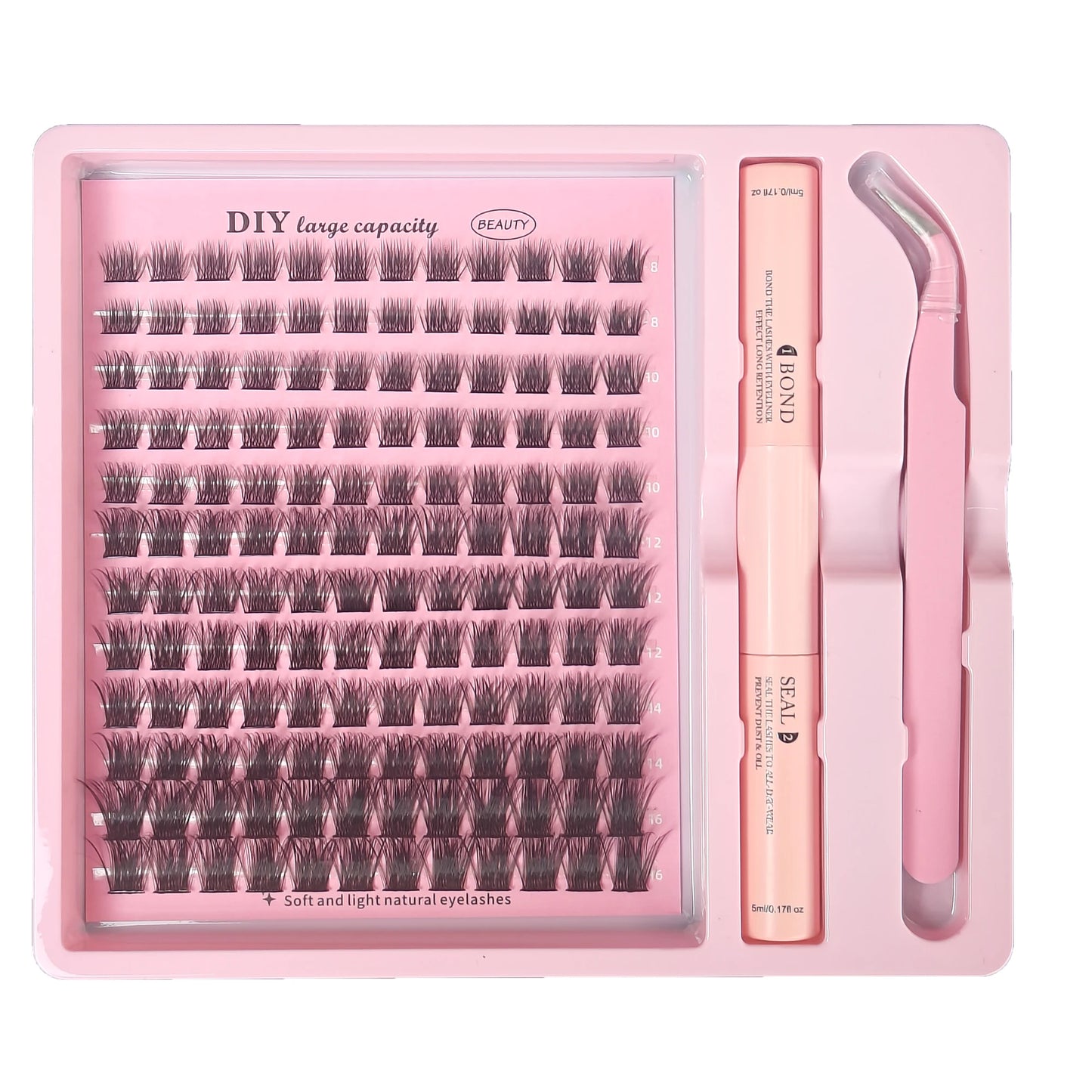 DIY Lashes Extension Kit Lash Bond and Seal Remover Eyelashes 200 PCS Clusters Makeup Tools for Gluing Lashes Gluing Glue