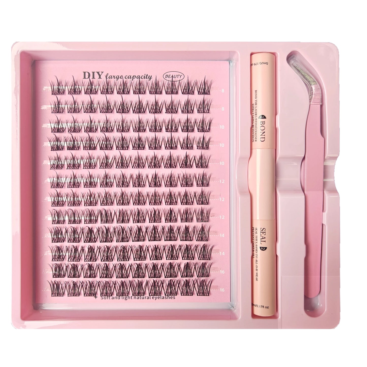 DIY Lashes Extension Kit Lash Bond and Seal Remover Eyelashes 200 PCS Clusters Makeup Tools for Gluing Lashes Gluing Glue